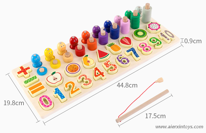 #82068 Wooden Educational Fishing Game with Numbers with Fruits